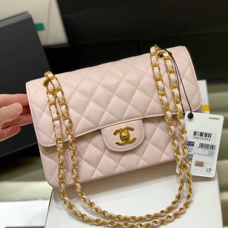 Chanel香奈儿 CF23 Classic flap bag A01113浅粉色球纹牛皮