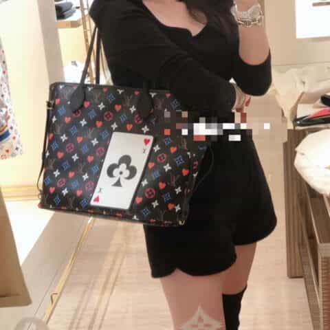 Louis Vuitton LV Game On Neverfull MM 扑克牌购物袋 M57483