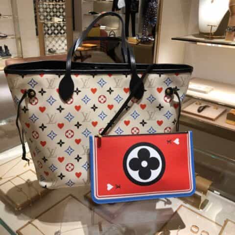 Louis Vuitton LV Game On Neverfull MM 扑克牌购物袋 M57462