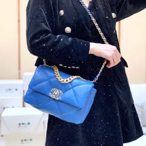 Chanel香奈儿 19 Flap Bag AS1160小号26CM蓝色