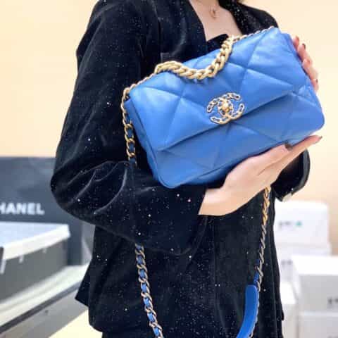Chanel香奈儿 19 Flap Bag AS1160小号26CM蓝色
