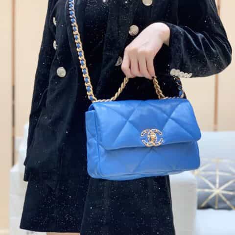 Chanel香奈儿 19 Flap Bag AS1160小号26CM蓝色