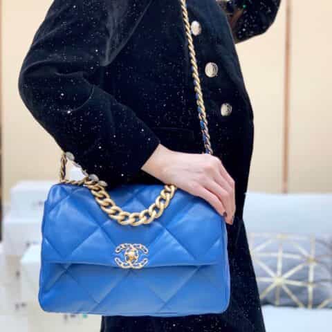 Chanel香奈儿 19 Flap Bag AS1161中号30CM蓝色