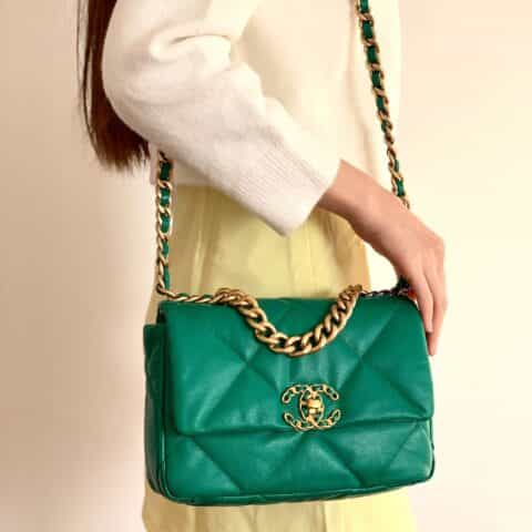 Chanel香奈儿 19 Flap Bag AS1160小号26CM绿色