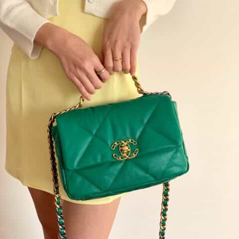 Chanel香奈儿 19 Flap Bag AS1160小号26CM绿色