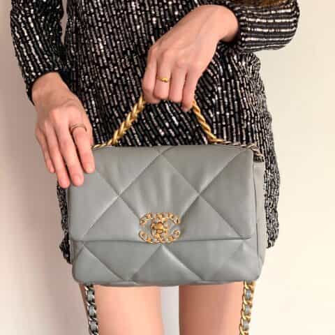 Chanel香奈儿 19 Flap Bag AS1160小号26CM灰色