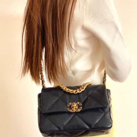 Chanel香奈儿 19 Flap Bag AS1160小号26CM深蓝色