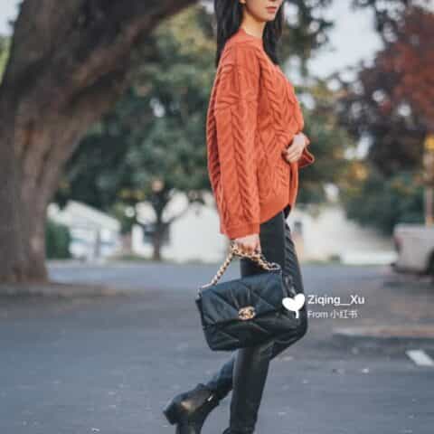 Chanel香奈儿 19 Flap Bag AS1161中号30CM黑色