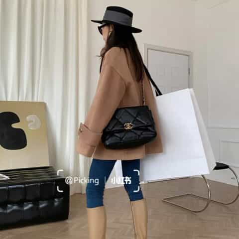 Chanel香奈儿 19 Flap Bag AS1161中号30CM黑色