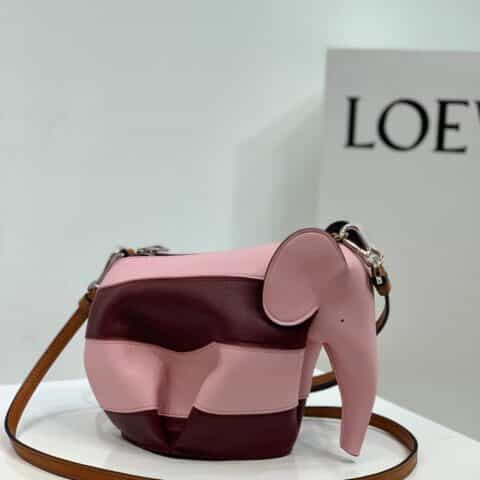 Loewe罗意威 elephant stripes Mlnl bag经典斜挎小象包 0192粉红拼色