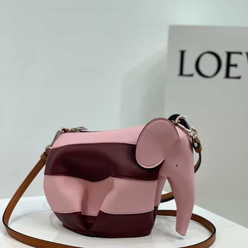 Loewe罗意威 elephant stripes Mlnl bag经典斜挎小象包 0192粉红拼色
