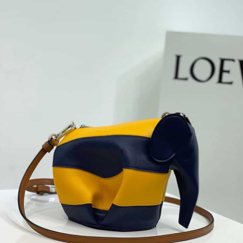 Loewe罗意威 elephant stripes Mlnl bag经典斜挎小象包 0192黄拼蓝