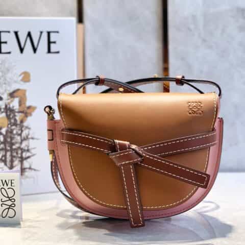 Loewe罗意威 Small Gate bag 马鞍包 0301棕拼粉