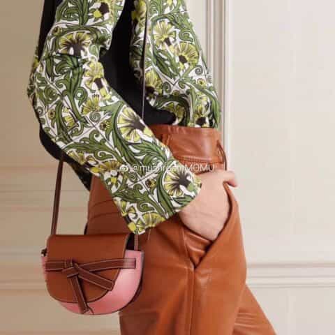Loewe罗意威 Mini Gate bag 马鞍包 0328棕拼粉15CM