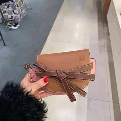 Loewe罗意威 Mini Gate bag 马鞍包 0328棕拼粉15CM