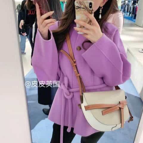 Loewe罗意威 Small Gate bag 马鞍包 0301杏拼白20CM