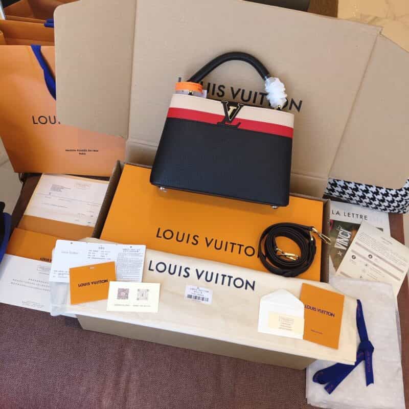 Louis Vuitton LV Capucines BB 黑三拼色小号手提包