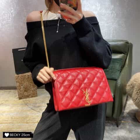 Saint laurent Ysl Becky25菱形绗缝小羊皮链条包 629426