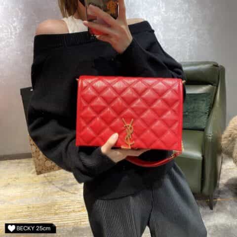 Saint laurent Ysl Becky25菱形绗缝小羊皮链条包 629426