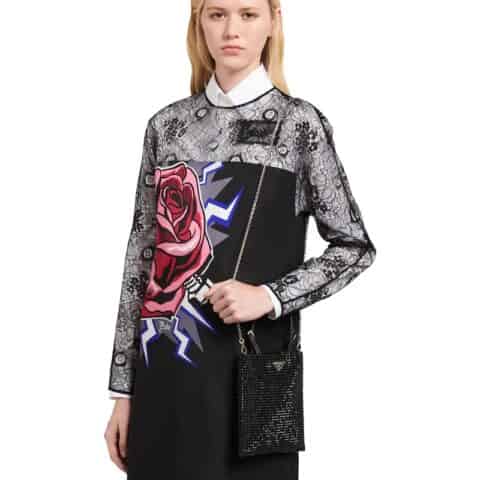 Prada普拉达 Satin Handbag装饰元素尼龙手袋 1BA253