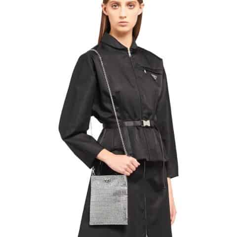 Prada普拉达 Satin Handbag装饰元素尼龙手袋 1BA253