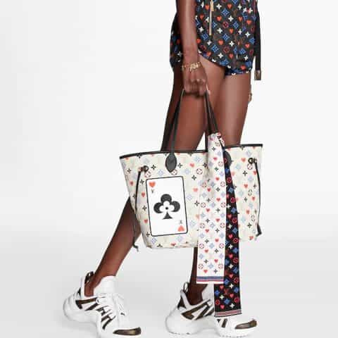 Louis Vuitton LV Game On Neverfull MM 扑克牌购物袋 M57462