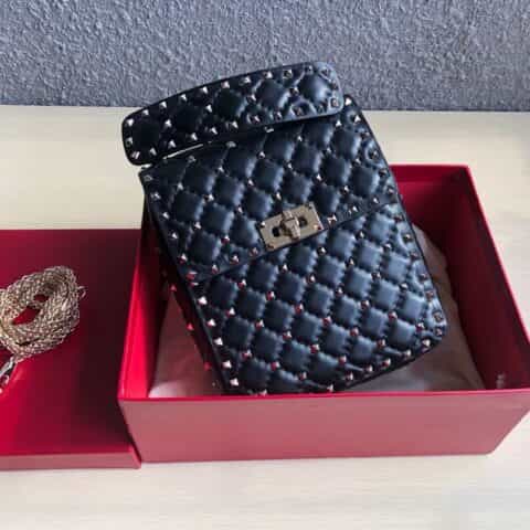 Valentino华伦天奴专柜最新款顶级羊皮迷你小钉修饰手提包单肩斜挎包0124