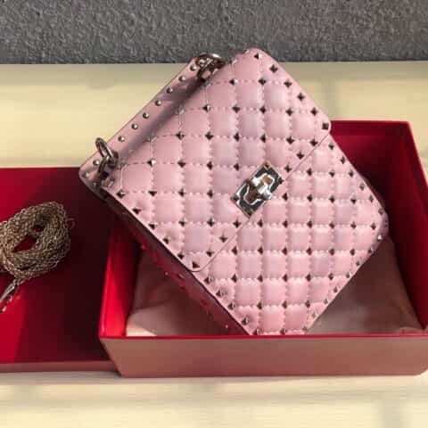 Valentino华伦天奴专柜最新款顶级羊皮迷你小钉修饰手提包单肩斜挎包0124