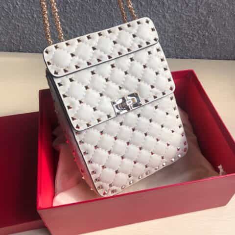 Valentino华伦天奴专柜最新款顶级羊皮迷你小钉修饰手提包单肩斜挎包0124