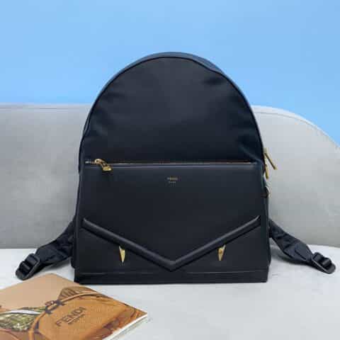 FENDI芬迪小怪兽眼睛图案尼龙拼接皮背包2365