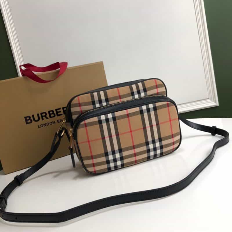Burberry巴宝莉典藏 Vintage 复古格纹材质相机包