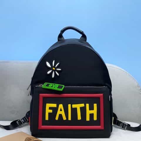 FENDI芬迪黑色尼龙配皮双肩背包2330