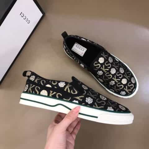 GUCCI古驰   双G提花环保水洗丹宁G家 Tennis 1977系列情侣便鞋