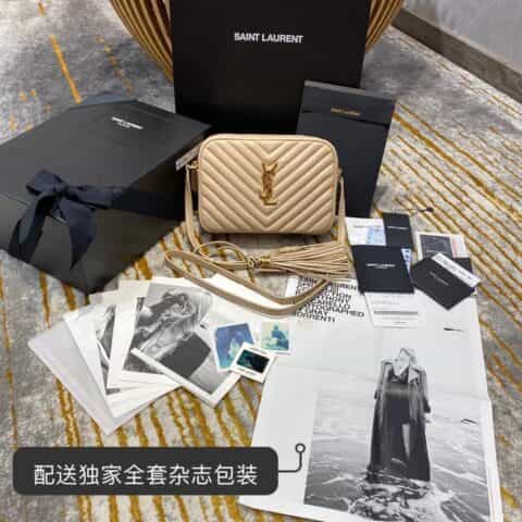Saint laurent Ysl Lou Bag 相机包 520534杏色金扣