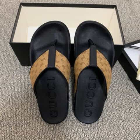 Gucci古驰   采用饰有品牌标识的经典红绿织带男士凉鞋