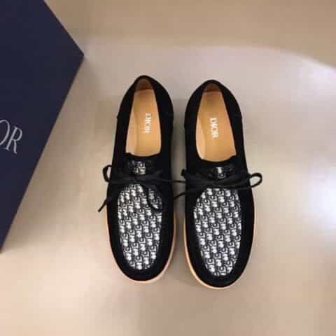 DIOR迪奥   新款系带船鞋采用黑色绒面革精心制作皮鞋