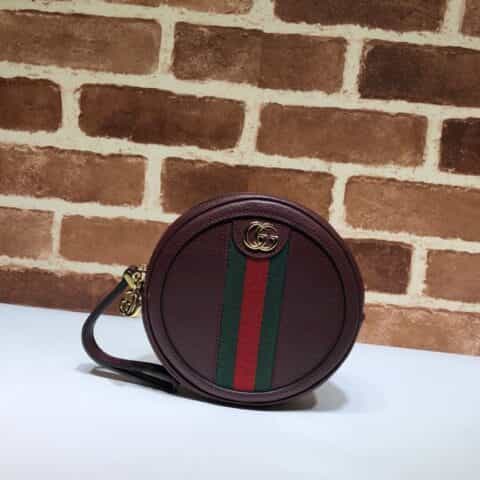 GUCCI古驰红绿条纹皮革圆饼包574841