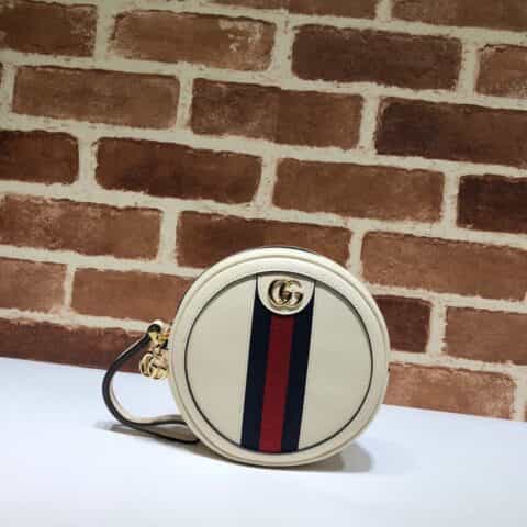 GUCCI古驰红绿条纹皮革圆饼包574841