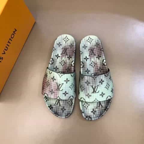 LV/路易威登   3D打印牛皮L 牌奢品男士拖鞋