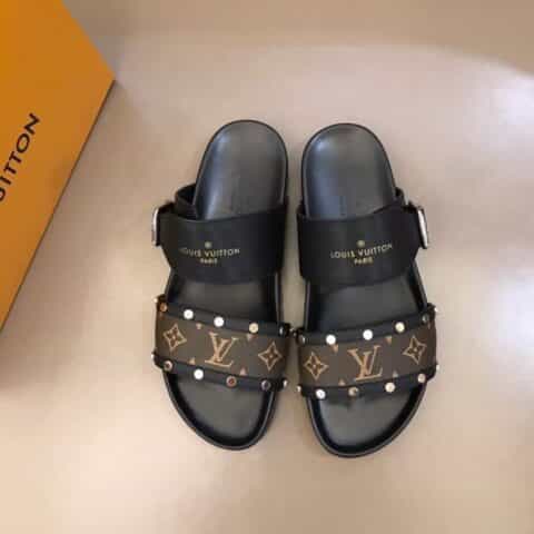 LV/路易威登  头层牛皮L 牌奢品男士拖鞋