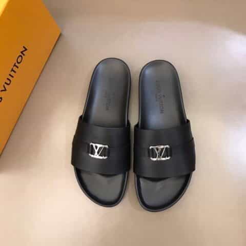 LV/路易威登   鞋面头层牛皮L 牌奢品男士拖鞋