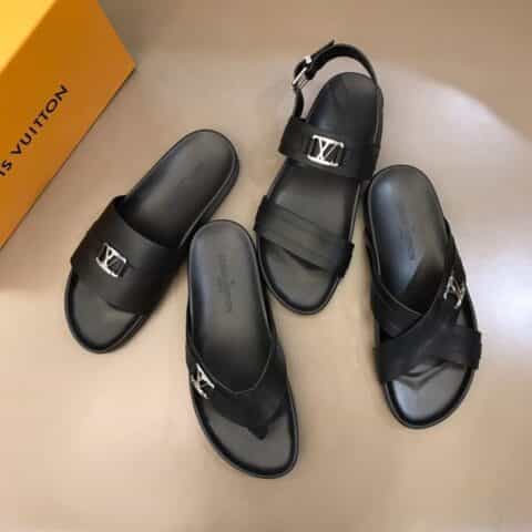 LV/路易威登   鞋面头层牛皮L 牌奢品男士拖鞋