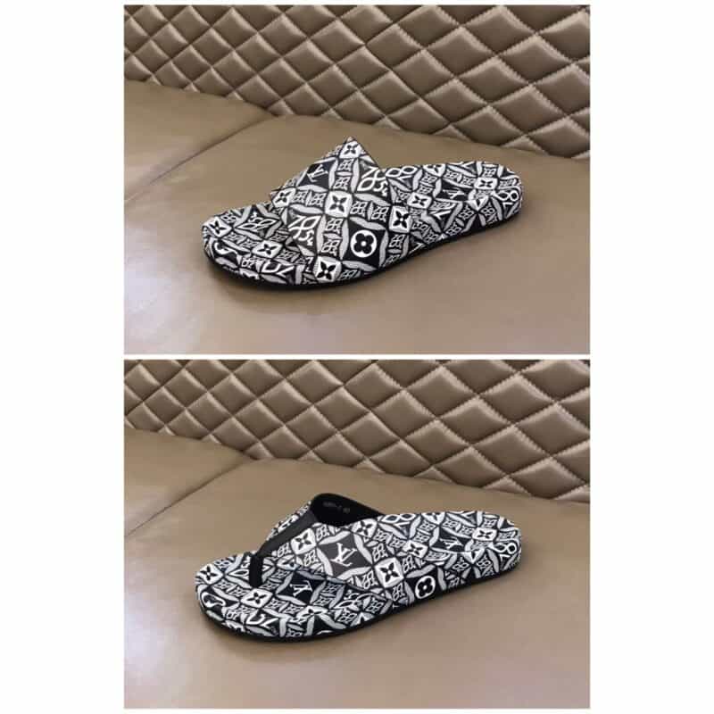 LV/路易威登   3D打印牛皮L 牌奢品男士拖鞋