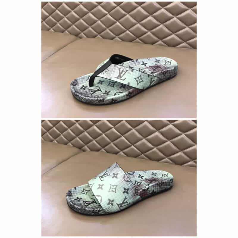 LV/路易威登   3D打印牛皮L 牌奢品男士拖鞋