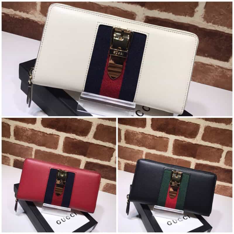 GUCCI古驰Sylvie 系列皮革全拉链式钱包476083