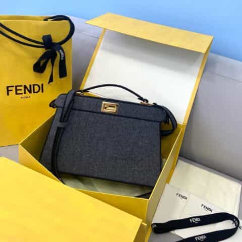 FENDI芬迪Peekaboo法兰绒风琴手袋70278 70289