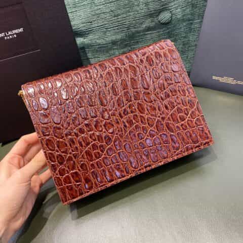 Saint laurent Ysl Cassandra bag 532750胡椒棕色鳄鱼纹
