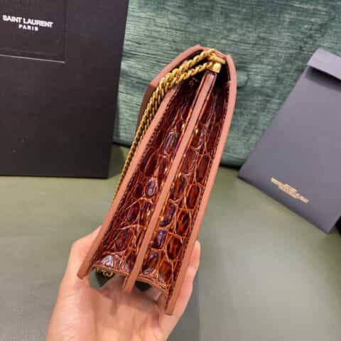 Saint laurent Ysl Cassandra bag 532750胡椒棕色鳄鱼纹