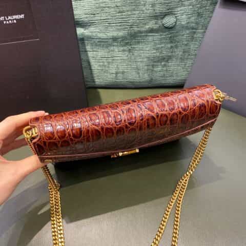 Saint laurent Ysl Cassandra bag 532750胡椒棕色鳄鱼纹