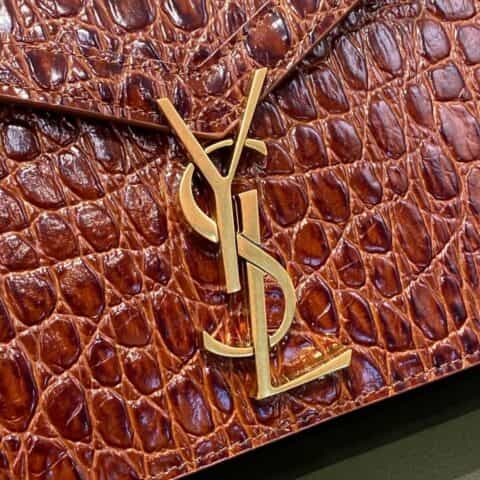 Saint laurent Ysl Cassandra bag 532750胡椒棕色鳄鱼纹
